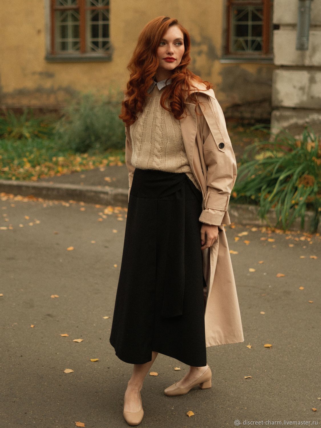 Классическая черная юбка, шерстяная, длинная, теплая, с бантом, зимняя ...