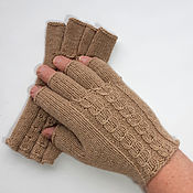 Аксессуары handmade. Livemaster - original item Merino gloves/angora/sand-colored silk from angora. Handmade.