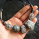 Necklace in pyrite and ceramics. Necklace. Jewelry Elena. Online shopping on My Livemaster.  Фото №2