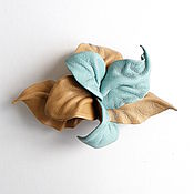 Украшения handmade. Livemaster - original item Automatic Hair Clip Mint Apricot Flower Blue Beige. Handmade.