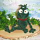 Soft toys: The frog KVA. Knitted velour frog, Stuffed Toys, Kandalaksha,  Фото №1