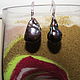 Earrings `Mulatto` with natural large black Baroque pearl
