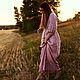 Order Women's pink long linen dress with sleeves. ZanKa. Livemaster. . Dresses Фото №3