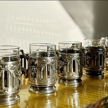 Посуда ручной работы. Ярмарка Мастеров - ручная работа Старинные рюмки Plata Lappas. Handmade.