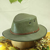 Аксессуары handmade. Livemaster - original item Leather flat brim trilby hat TRL-15. Handmade.