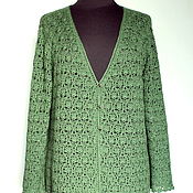 Одежда handmade. Livemaster - original item BIG SIZE!Cashmere 70% silk 30% cardigan crochet malachite. Handmade.
