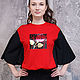 Women's T-shirt Red Rose, Black Oversize T-shirt, Sports Chic. T-shirts. Lara (EnigmaStyle). Online shopping on My Livemaster.  Фото №2