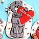 Gingerbread Teddy Bear with heart.Stick on Valentine's Day, Gingerbread Cookies Set, Rostov-on-Don,  Фото №1