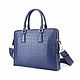 Men's briefcase bag made of crocodile leather, in dark blue color. Men\'s bag. SHOES&BAGS. Online shopping on My Livemaster.  Фото №2
