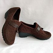 Обувь ручной работы handmade. Livemaster - original item Chocolate wedge felted shoes. Handmade.