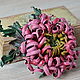 Chrysanthemum brooch from the skin for Andreea 'Curly'. Brooches. LIUDMILA SKRYDLOVA (flower glade). My Livemaster. Фото №5