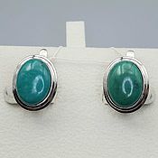 Украшения handmade. Livemaster - original item Silver earrings with turquoise 16h12mm. Handmade.