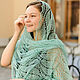 Sea Breeze Stole Openwork Knitted Linen Scarf, Wraps, Borskoye,  Фото №1
