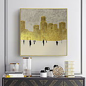 Картины и панно handmade. Livemaster - original item Golden abstraction City and people. Abstract New York.. Handmade.