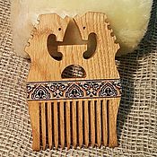 Сувениры и подарки handmade. Livemaster - original item Мedieval crest, inlaid wood, comb Slavic fantasy horses. Handmade.