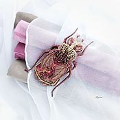 Flower brooch made of silk; 9 x 5 cm