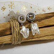 Украшения handmade. Livemaster - original item Unusual Silver earrings with baroque pearls with rhodium. Handmade.
