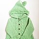 Light green knitted cardigan with a hood for a girl 2-3 years old as a gift, Childrens cardigan, Voronezh,  Фото №1