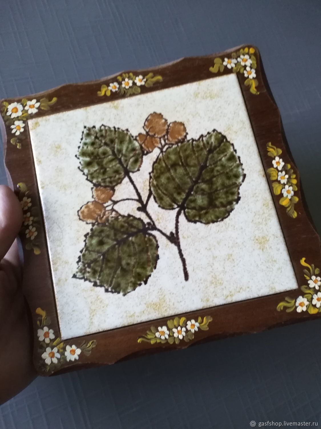 Винтаж: Подставка под горячее /панно дерево керамика Германия купить в ...