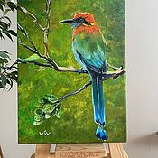 Картины и панно handmade. Livemaster - original item Exotic birds. Motmot.. Handmade.