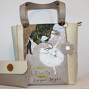 Сумки и аксессуары handmade. Livemaster - original item Edgar Dega. Leather beige ivory bag "Ballet star". Handmade.