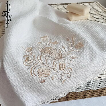 Украшения ручной работы. Ярмарка Мастеров - ручная работа Льняное вафельное полотенце с вышивкой Колокольчики. Handmade.