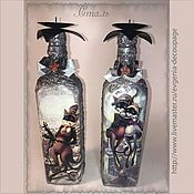 "Мухоморы" - настольный светильник из бутылки