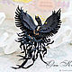 Black Brooch Firebird leather crown gift for the woman. Brooches. flowersstyle (flowersstyle). My Livemaster. Фото №5