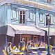 Painting Cafe Paris (turquoise gray-purple urban landscape). Pictures. Pastelena. Online shopping on My Livemaster.  Фото №2