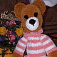 Knitted Teddy Bear Sonia in pajamas, Stuffed Toys, Azov,  Фото №1