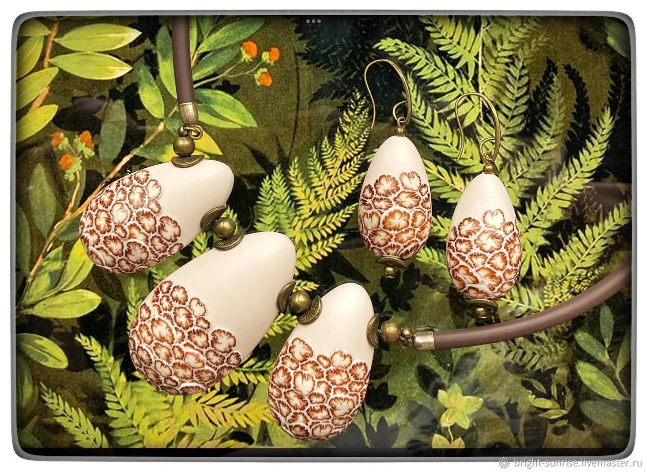 Гарнитур из полимерной глины ручной работы, Лесной в интернет-магазине ...