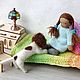 Кукла с собакой для кукольного домика, Вальдорфские куклы и звери, Козьмодемьянск,  Фото №1