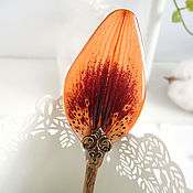 Украшения handmade. Livemaster - original item Wooden hairpin made of black ash with a real Lily petal Resin. Handmade.