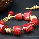 Bracelet 'Coral reef' red coral, Goldfield accessories. Bead bracelet. Татьяна Петренкофф (Elegance&Style). My Livemaster. Фото №4