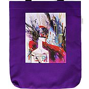 Сумки и аксессуары handmade. Livemaster - original item shopper: Lilac bag with an author`s print. Handmade.