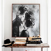 Картины и панно handmade. Livemaster - original item Kiss, 50h60cm, oil painting on canvas, lovers, love, two. Handmade.
