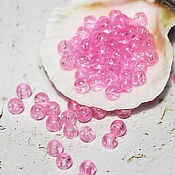 Материалы для творчества handmade. Livemaster - original item Round Beads 45 pcs 4mm Pink Craquelure. Handmade.