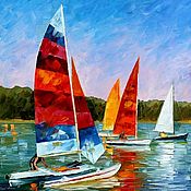 Картины и панно handmade. Livemaster - original item Seascape oil painting on canvas. Sailing. Regatta.. Handmade.