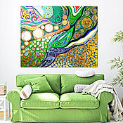 Картины и панно handmade. Livemaster - original item Copy of Interior green painting with gold potal Forest witch. Handmade.