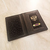 Сумки и аксессуары handmade. Livemaster - original item Leather passport cover with the coat of arms of Russia. Handmade.