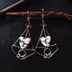 Hanging Earrings: Geometric East Earrings with Ceramic Beads, Kalachi earrings, Voronezh,  Фото №1
