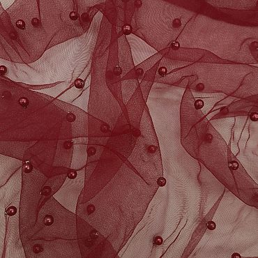 Материалы для творчества ручной работы. Ярмарка Мастеров - ручная работа Фатин бордовый с бусинами. Handmade.