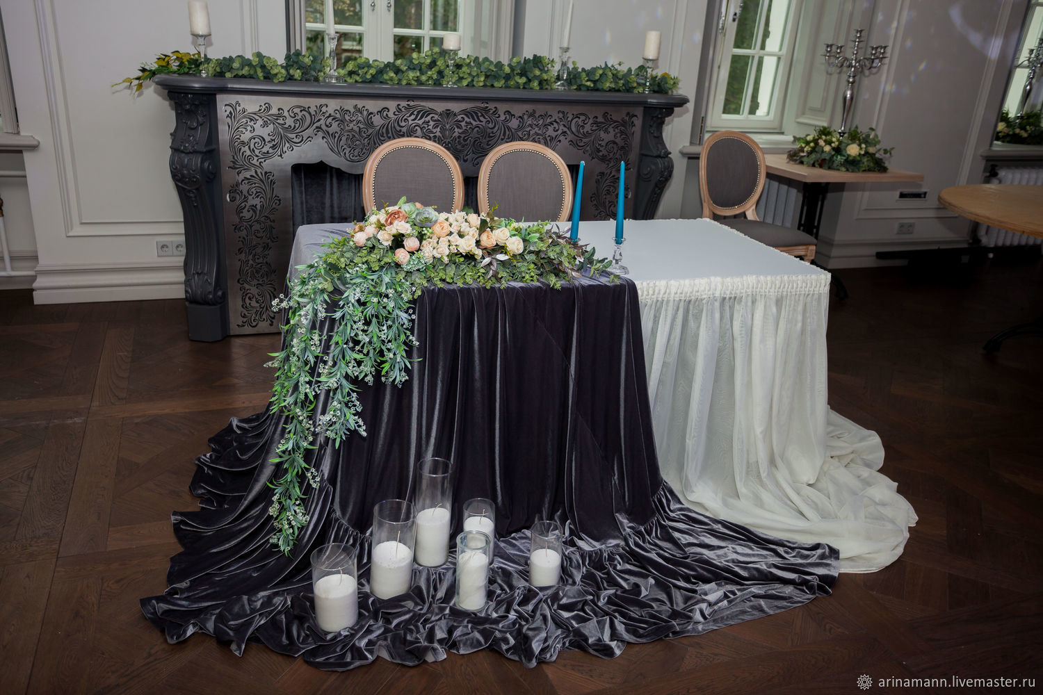Украшение стола молодоженов на свадьбу
