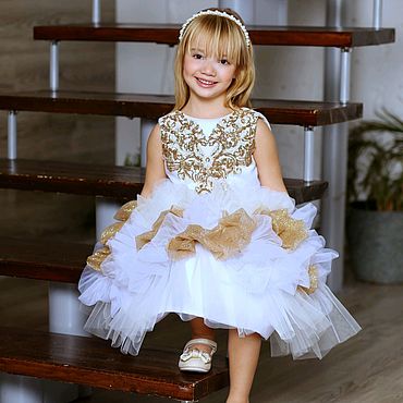 Новогоднее платье для девочек цвет: белый, артикул: – купить в интернет-магазине sela