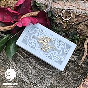 Свадебный салон handmade. Livemaster - original item Box for rings with initials of a different color. Handmade.