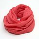 Snudy: Snood knitted from kid mohair in two turns bright coral, Snudy1, Cheboksary,  Фото №1