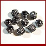 Материалы для творчества handmade. Livemaster - original item Beads of 8 mm with cubic zirconia black rhodium. piece. Handmade.