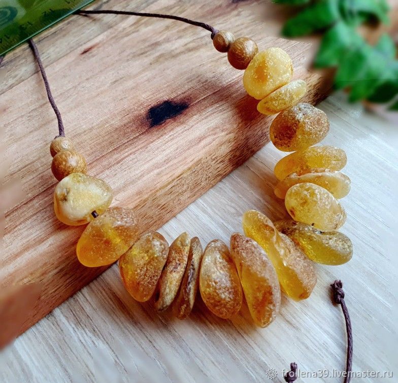Amber. Necklace 'Sugar stones' amber wood, Necklace, Moscow,  Фото №1