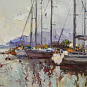 Картины и панно handmade. Livemaster - original item Sailing yachts  Original seascape painting. Handmade.