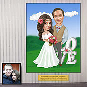 Свадебный салон handmade. Livemaster - original item Wedding gift to friends-newlyweds. Wedding cartoon pictures. Handmade.